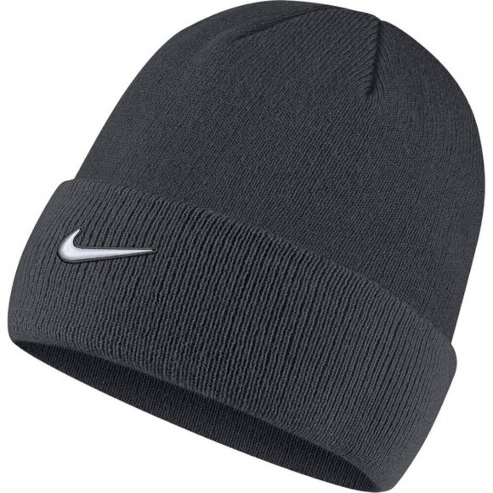 ⚡Nike Men Anthracite/White Ideal For Cold Cuffed Embroidered Swoosh Logo Beanie